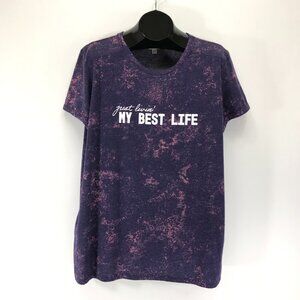 LuLaRoe Liv “Just Livin' My Best Life” Tee Women's Plus 3XL Purple Tie Dye Knit